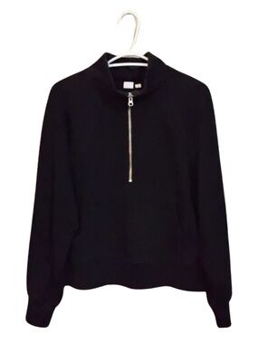 GAP Black Quarter Zip Raglan Sleeve Lightweight Sweatshirt – Size Large GUC